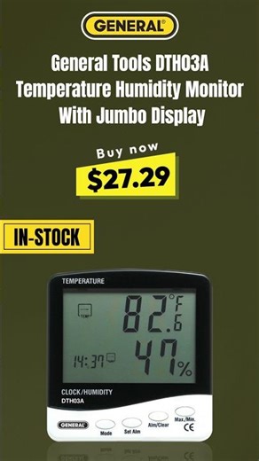 In Stock | General Tools DTH03A Temp Humidity Monitor | Authorized Distributor | KPaul-Veteran Owned