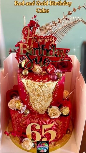 Red and Gold 65th Birthday Cake