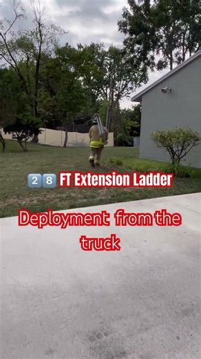 Truck 23 demonstrating 28ft extension ladder deployment #ladderwork #firefightertraining