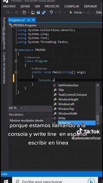 El entorno que estamos usando es Visual estudio, con el le guste C#. Tu primer programa #holamundo #programar #programar #visualestudio #programacion