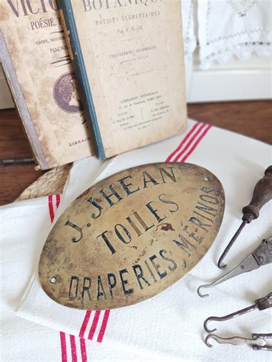 Antique French Brass Sign J. Jhean, Merino Wool Drapery, Vintage Haberdashery Plaque, Industrial Loft Decor, Old Storefront Signage - Etsy UK