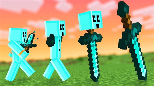 Transforming into powerful various weapons to survive in Minecraft
