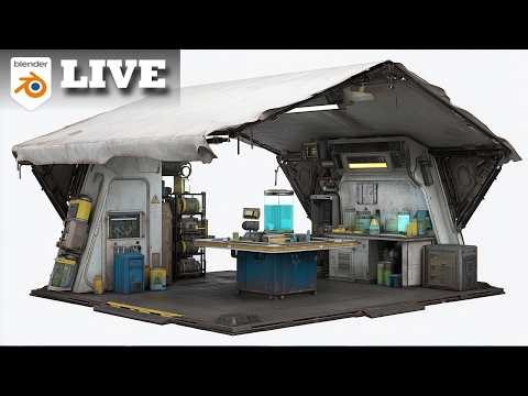 Hard Surface 3D modeling in Blender Live tutorial Scifi Medbay (Portrait)