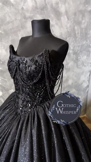 Sparkle Black Wedding Dress | Beaded Corset Black Dress | Ball Gown Tulle Skirt | Dark Fairytale Gown for Alternative Bride | Eloping Gown - Etsy