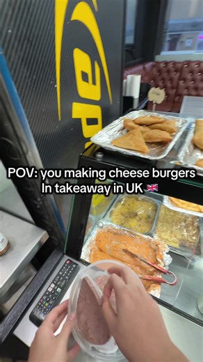 Making Cheese Burgers in a UK Takeaway