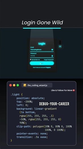 Login Form gone wild animated using html css js #shorts #viral #html #cssanimation