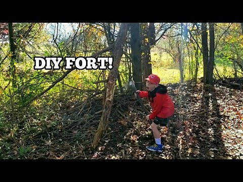 Father and Son Build A DIY FORT In The Woods!