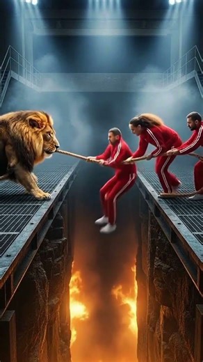 **Epic Tug of War: Humans vs Lion in Ultimate Strength Showdown ClashPro**#TugOfWar #EpicBattle