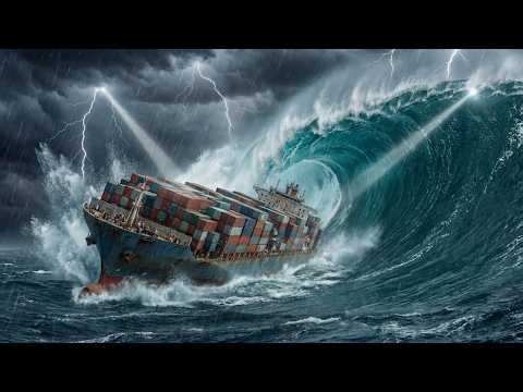 World’s Largest Container Ship Caught in a 100-Foot Tsunami Wall | Destruction Simulation (AI VFX)