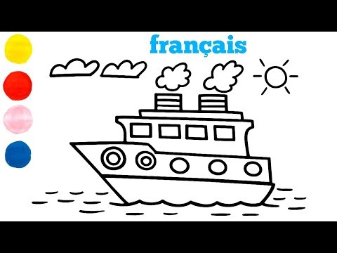 Comment dessiner et colorier un navire cargo pour enfants