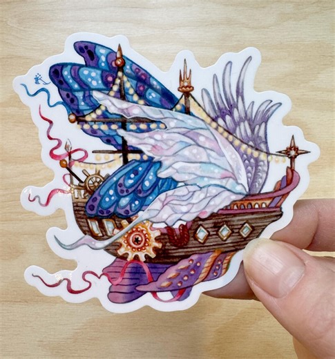 Fairy Airship Vinyl Sticker - Etsy