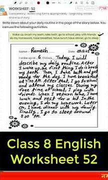 English Workbook class 8 worksheet 52 #worksheet52 #class8english #english