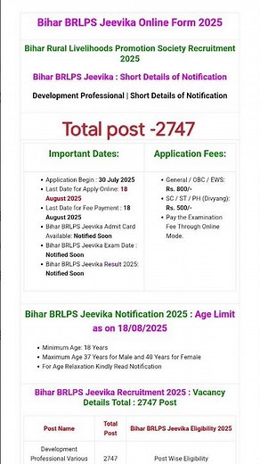 Bihar Rural Livelihoods Promotion Society Recruitment 2025