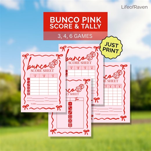 Pink Bunco Score Cards and Tally Sheet Printable Cute Pink and Red Bunco Digital Score Sheets Print at Home Ladies Night Girls Hosting PDF - Etsy Canada