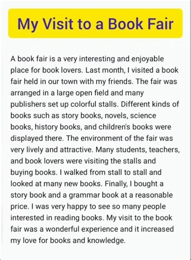 My Visit to a Book Fair paragraph ( For classes 6th to 12th ) #short #video