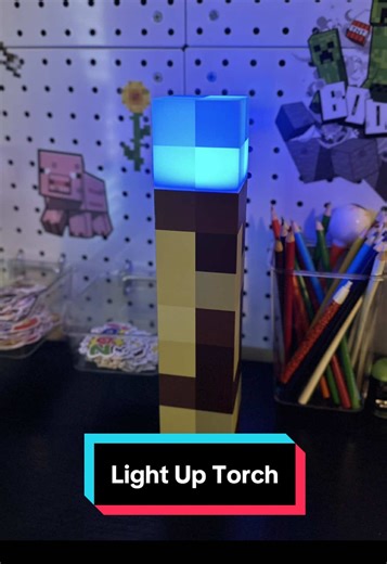 This light up torch can be a flashlight or you can hang it on the wall! It’s rechargeable which is so handy! My kids absolutely love carrying these around and using them in their rooms. #nightlight #minecrafter #gamertiktok #desklamp #flashlight