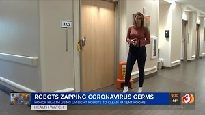 Germ-zapping robots at Phoenix-area hospitals can kill the novel coronavirus nearly 100% of the time, doctors say. We went to check them out...and they are wild! https://tinyurl.com/u3kkd9f | Briana Whitney TV