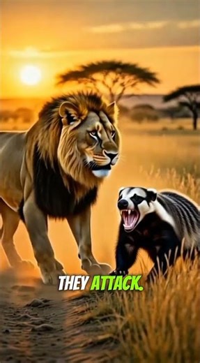 You’d Think Nothing Scares A Lion.#Lion #HoneyBadger #WildlifeFacts