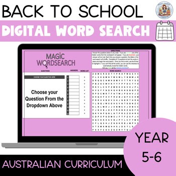 Back to School Digital Word Search: Self-Checking Fun for Grades 5-6