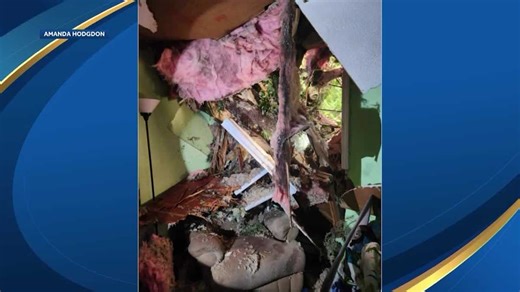 Storm damage seen across Keene, including at young mother's home where roof caved in