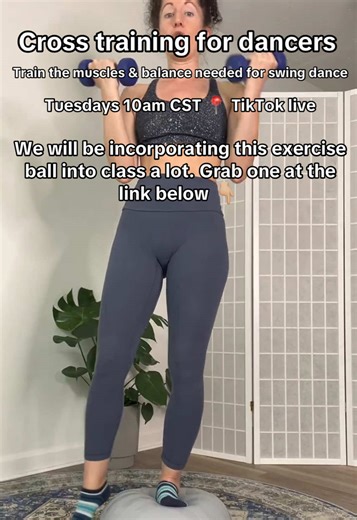 Join me every Tuesday! Also I just found this exercise ball for a really good price on TTS and helps to train balance so much better than just using the floor. Grab one at the link below to use it in class with us 🙌🏽 #westcoastswing #countryswing #swingdance #partnerdance #dancepractice