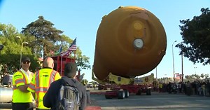 Retired space shuttle tank makes final journey