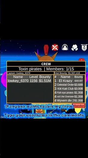Join My Crew 👑 (Comment to Join!) #bloxfruits