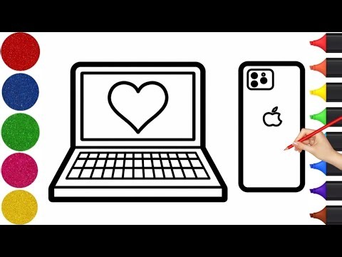 How To Draw A Laptop Computer and Flower | Step by Step for kids