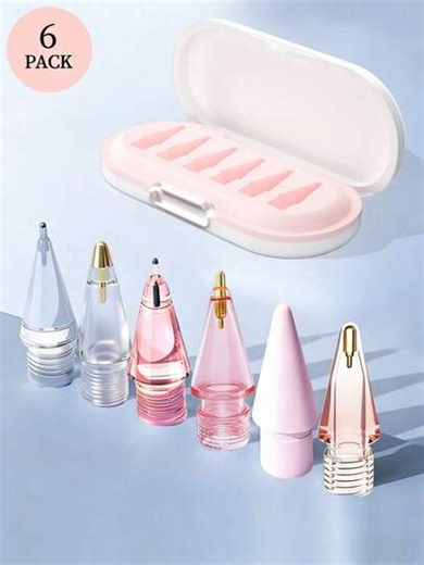 3/4/6pcs Replacement Nibs, Compatible With Apple Pencil Pro/2nd Gen/1st Gen/USB-C, Needle-Like Nibs With Pen Case, Precise Control, Plastic/Metal Material, Suitable For Apple Pencil Set On Pro | SHEIN