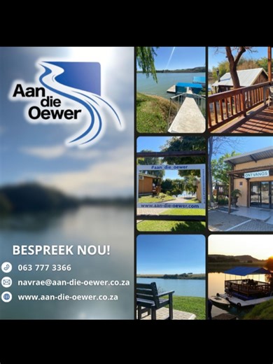 Bespreek vandag nog! 📞 Kontak ons: 063 777 3366 📧 Epos: navrae@aan-die-oewer.co.za 🌐 Webwerf: www.aan-die-oewer.co.za #aandieoewer #orania #naweekwegbreek #oewerhuisies #kontakons
