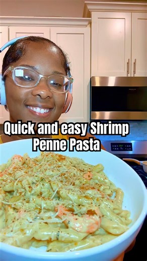 Let’s make a quick and easy shrimp, penne pasta #viral #foodie #baking #dinnerideas #shrimp￼