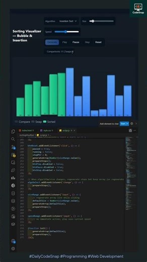 Sorting Visualizer using HTML, CSS & JavaScript | Bubble & Insertion Sort Animation #shorts