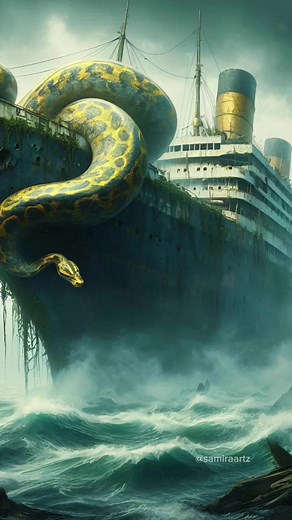 abandoned big ship - Giant Python - Stormy Sea #fyp #python #sea #nature