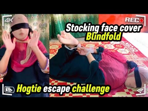 Stocking face + blindfold escape challenge hogtied on floor#foziabootavlog #hijab #comedy#challenge