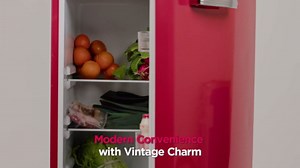 Frigidaire Retro Top Mount Upright Fridge-Freezer Combo, Apartment Size Fridge with Freezer 7.5 cu. ft. capacity - 23.2" D x 21.5" W x 55.5" H (Red)