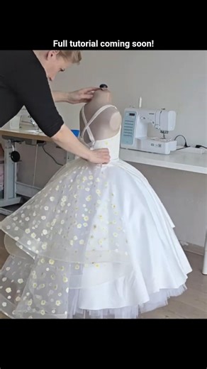 Making a floor length princess dress for girls, work in progress