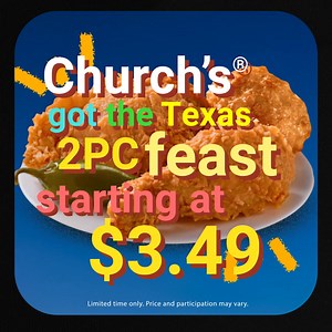 Do it the Church's® way: 2PC Leg & Thigh, Honey-Butter Biscuit™ and a jalapeño, starting at $3.49. | Church’s Texas Chicken