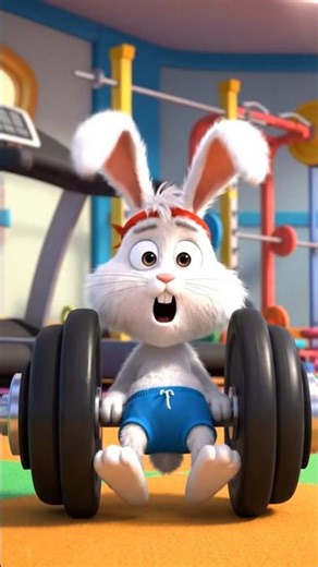 Rabbit vs The Giant Dumbbell 😄🐰💪 #funny #FunnyRabbit #GymFail #cartoon #trending #shorts
