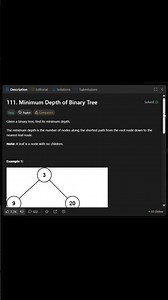 Minimum Depth of Binary Tree | LeetCode #111 #leetcode #python #coding #programming #shorts