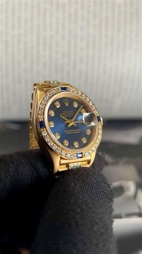 ROLEX DATEJUST 26MM YELLOWGOLD BLUE DIAMOND DIAL DIAMOND SAPPHIRE BEZEL (WATCH ONLY)