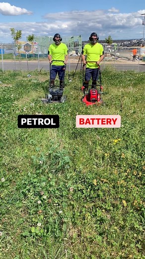 Turf And Tools on Instagram: "Which is better? Petrol/Gas mowers or Battery Lawn mowers? This test is pointless as one is a commercial mower and the other a home user mower. It sure looks cool though. Both petrol and battery mowers have their positives and negatives. Can’t we all be friends? 😂 . . . #lawncare #mowing #batterymower #tools #batterypowered #diesel #2stroke #dieselsoot #lawnmower #masport #lawn #home #garden #diy #comparison #masport"