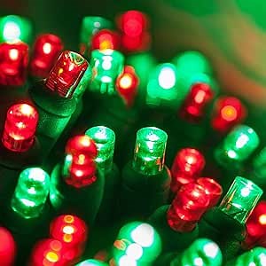 Wintergreen Lighting 70 5mm LED Red and Green Christmas Lights, 24' Christmas Lights Red and Green LED Mini Holiday String Lights