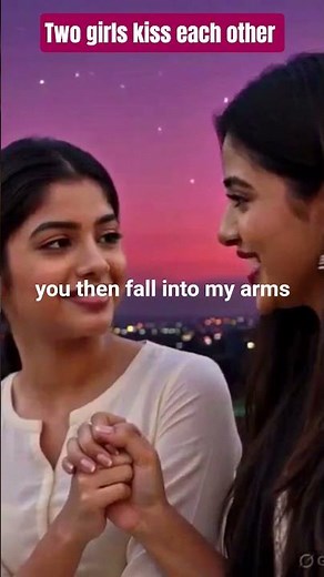 Two girls kiss each other