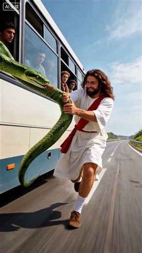 The most dangerous bus ride EVER! 🐍 Can Jesus save them all?#kpopfunny