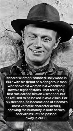 He made one of cinema’s most unforgettable debuts — then spent 60 years proving he was so much more. �Richard Widmark’s first film role in 1947 stunned audiences. Playing a psychopathic killer in Kiss of Death, he shoved a wheelchair-bound woman down a staircase in a scene still chilling today. That single performance earned him an Oscar nomination and labeled him Hollywood’s ultimate villain. But Widmark wouldn’t be confined. Across six decades, he became one of America’s finest character actor