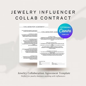 Modèle de contrat d'influenceur en joaillerie : accord de collaboration (PDF) - Etsy France