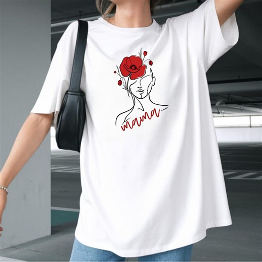 Minimalist Poppy Woman Line Art Shirt, Floral Abstract Face Tee