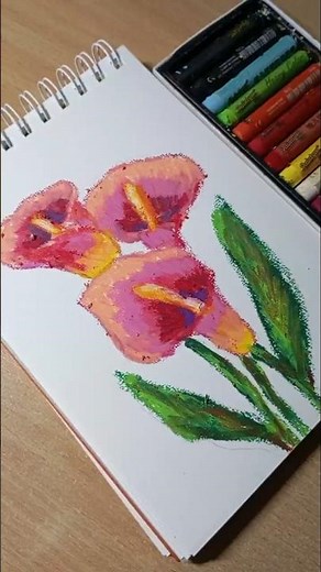 how to draw flowers with oil pastel easy tutorial #art #drawing