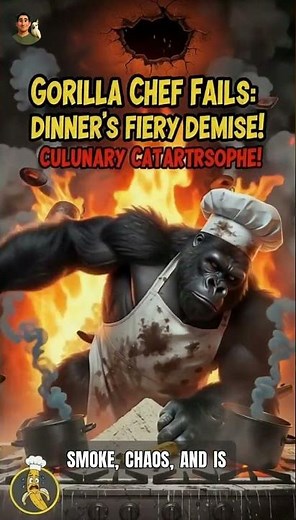 Gorilla Chef Fails: Dinner’s Fiery Demise! 🔥🍌 | Funny Animal Animation #aishorts #nft #3danimation