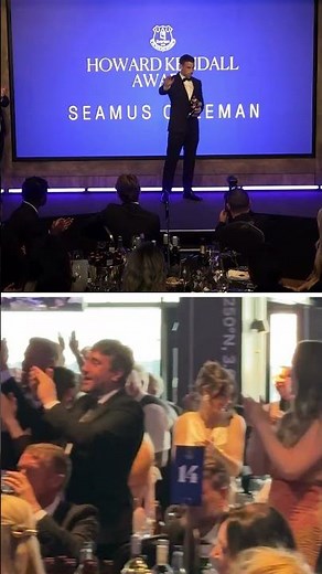 AMAZING reception for Seamus at our End of Season Awards. 💙 #everton #seamuscoleman